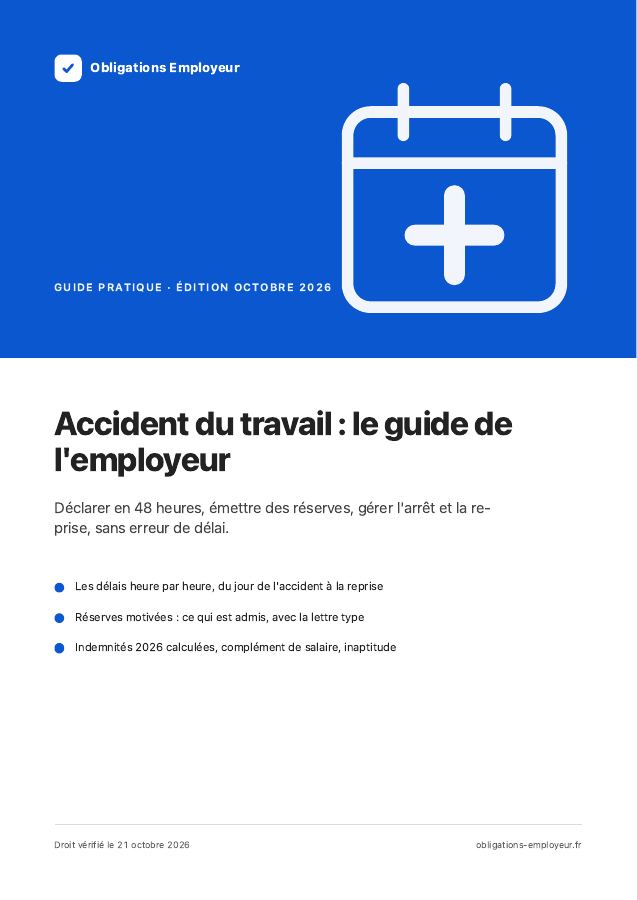 Couverture du guide PDF « Accident du travail : le guide de l'employeur »