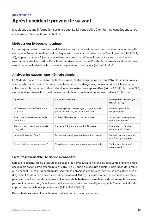 Page 22 · Après l'accident : prévenir le suivant du guide « Accident du travail »