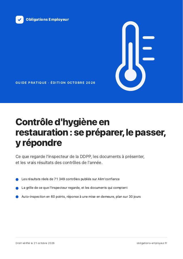 Couverture du guide PDF « Contrôle d'hygiène en restauration : se préparer, le passer, y répondre »