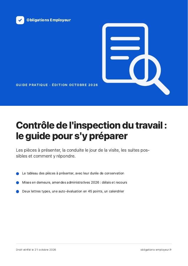 Couverture du guide PDF « Contrôle de l'inspection du travail : le guide pour s'y préparer »
