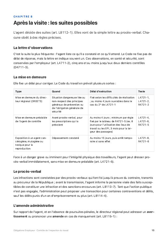 Page 15 · Après la visite : les suites possibles du guide « Contrôle de l'inspection du travail »