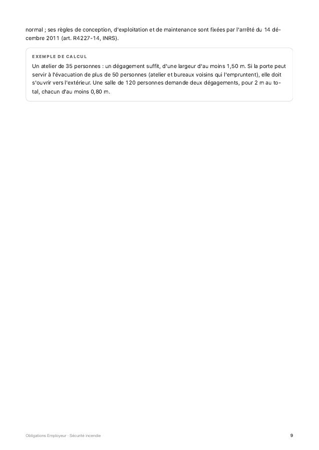 Page 9 · Dégagements, issues et éclairage de sécurité du guide « Sécurité incendie »